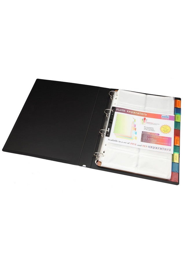 سولو ملف حامل بطاقات العمل Solo A4، 500 جيب بطاقة مع فهرس، منظم مستندات احترافي للاسم والزيارة والائتمان والخصم وبطاقات الهوية مع ملف غطاء بلاستيكي صلب (أسود) - Image 2