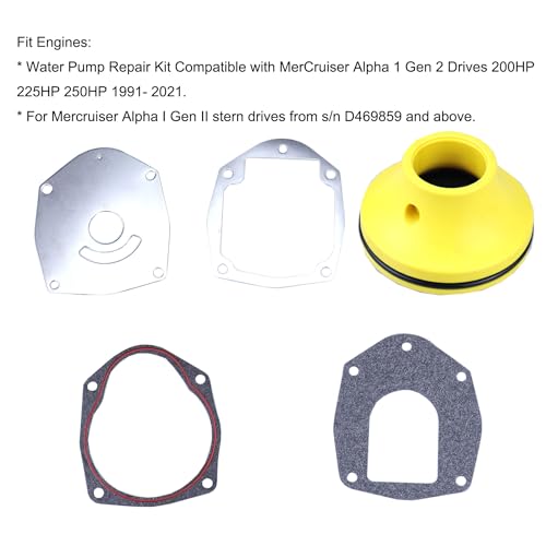 MOCW Water Pump Repair Kit Compatible with 1991-2021 Mercury MerCruiser Alpha 1 Gen 2 Drives 200HP 225HP 250HP Water Pump Impeller Kit Replace 817275A4 817275Q05 18-3147 47-43026-1, 47-43026-2 - Image 4