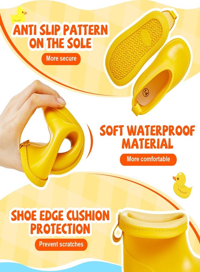 Twistover 2 Pcs Toddler Raincoat Rain Boots Set Kids Baby Cartoon Hoodie Zipper Jacket Short Rain Shoes for Little Boys Girls(2 T,Yellow Duck) - Image 5
