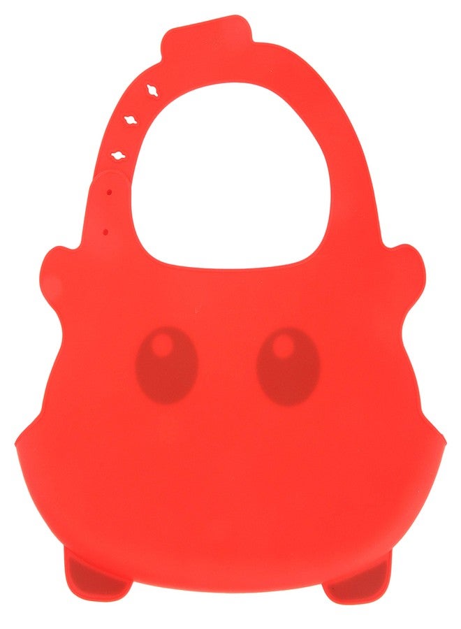 Yellow Bee Easy Clean Silicone Bib with Crumb Collector, Red - Image 4