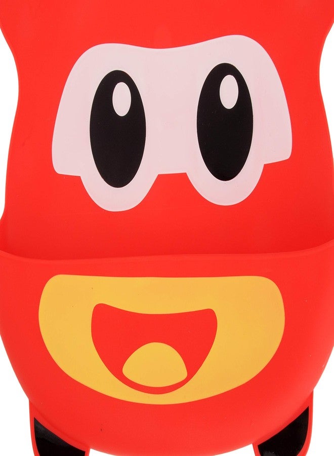 Yellow Bee Easy Clean Silicone Bib with Crumb Collector, Red - Image 2