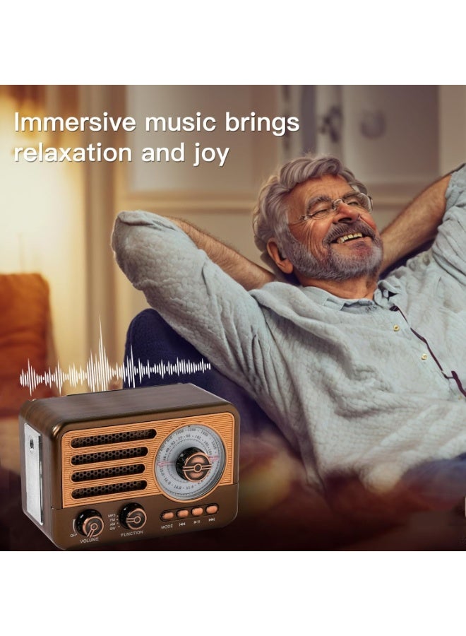 Bukela Retro Transistor Radio,Battery Powered AM FM SW,Small Rechargeable Portable Radio with 1800mAh Lithium-ion Battery,Support TF Card/Aux/USB MP3 Player - Image 5