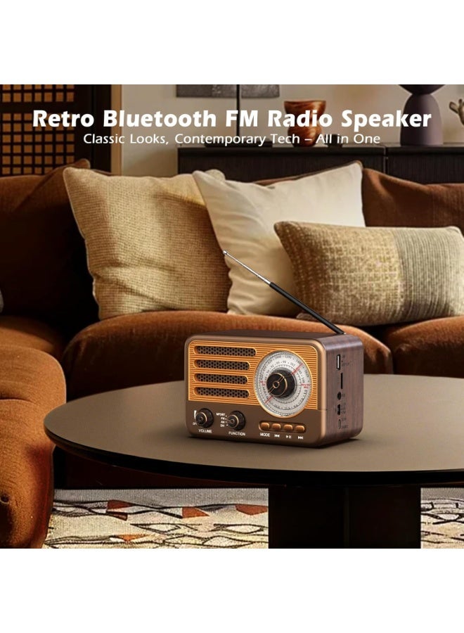 Bukela Retro Transistor Radio,Battery Powered AM FM SW,Small Rechargeable Portable Radio with 1800mAh Lithium-ion Battery,Support TF Card/Aux/USB MP3 Player - Image 3