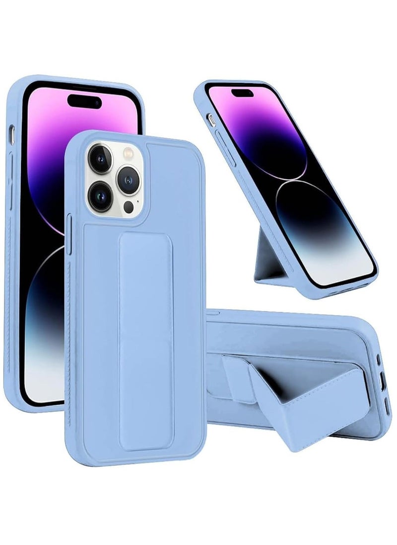 Raxoom iPhone 16 Pro Sky Blue Magnetic Kickstand Case with Premium Silicone, Vertical & Horizontal Hand Strap, and Multi-Stand - Image 1