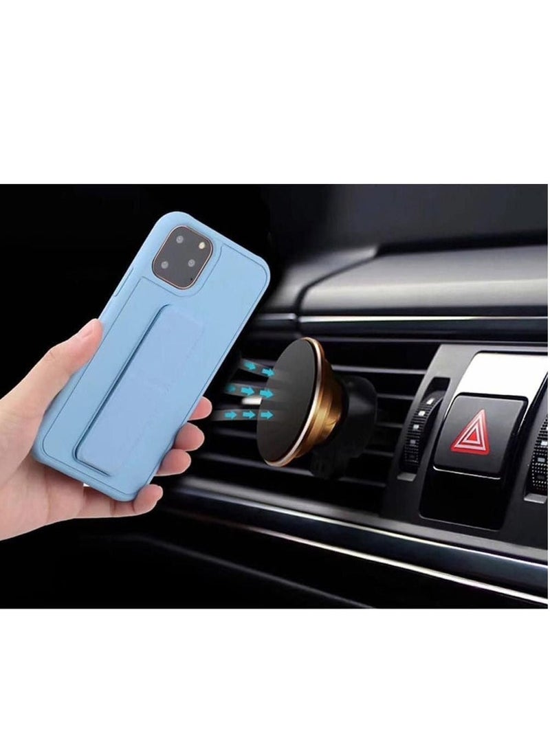 Raxoom iPhone 16 Pro Sky Blue Magnetic Kickstand Case with Premium Silicone, Vertical & Horizontal Hand Strap, and Multi-Stand - Image 5