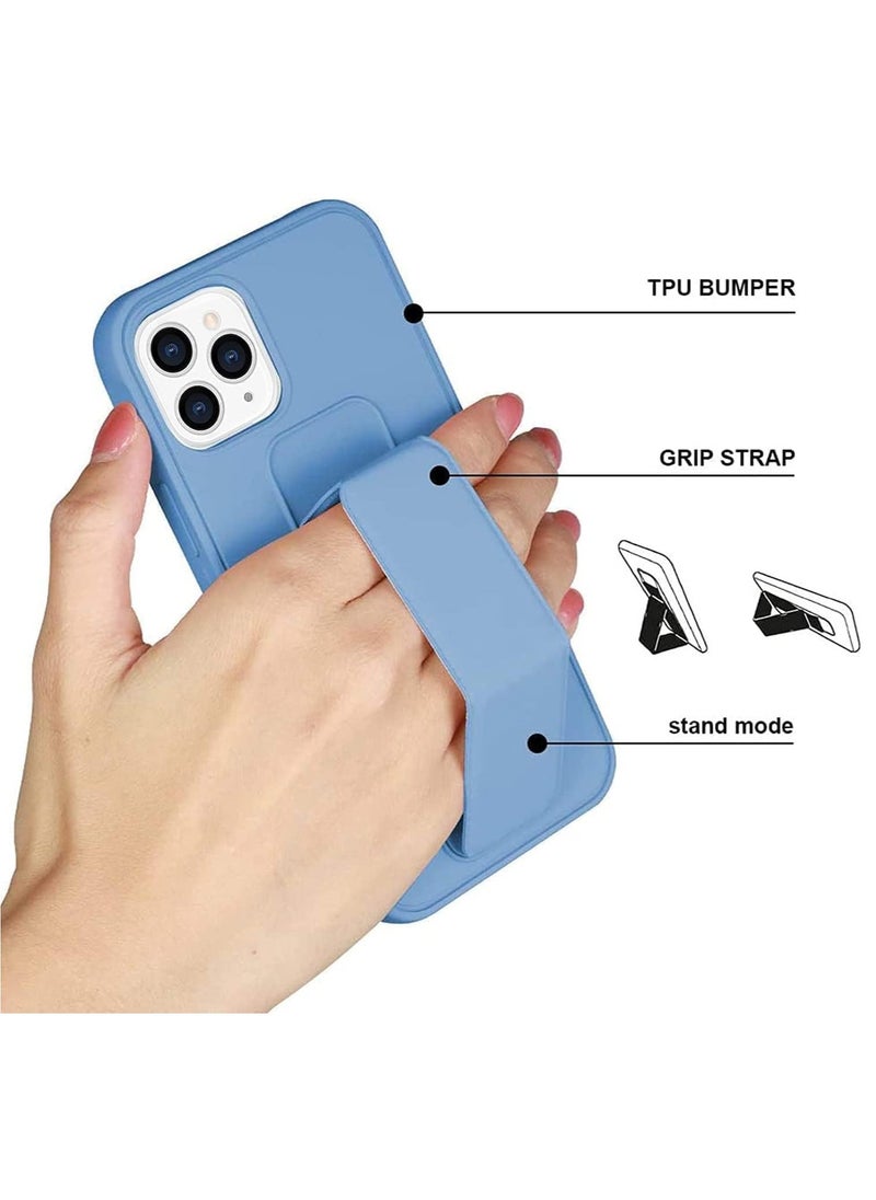 Raxoom iPhone 16 Pro Sky Blue Magnetic Kickstand Case with Premium Silicone, Vertical & Horizontal Hand Strap, and Multi-Stand - Image 4