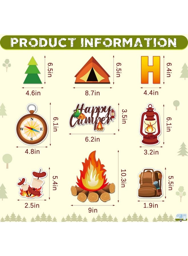 Nezyo 52 Pcs Camping Birthday Party Decorations, Happy Camper Party Hanging Swirls Ceiling Decoration Happy Birthday Banner Camping Cupcake Toppers Campfire Centerpiece for Baby Shower Supplies - Image 2