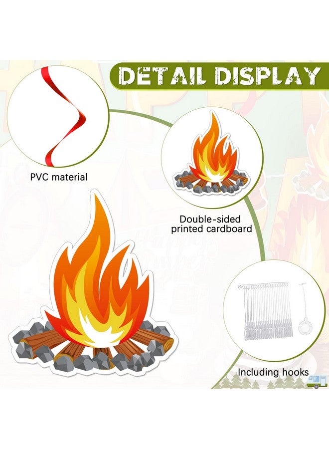 Nezyo 52 Pcs Camping Birthday Party Decorations, Happy Camper Party Hanging Swirls Ceiling Decoration Happy Birthday Banner Camping Cupcake Toppers Campfire Centerpiece for Baby Shower Supplies - Image 3