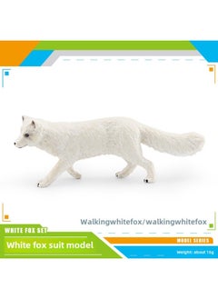 Generic Simulation Solid Wild Fox Model Red Fox Big White Fox Arctic Fox Red Fox Static Children's Hand-made Ornaments-Colour:Bl-1256 Walking White Fox 15g  - Image 1