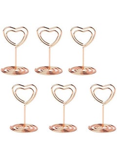 Generic 20pcs Mini Place Card Holder, Table Number Holders, Table Card Holders, Table Number Stands, Wire Table Picture Photo Holder with Heart Shaped Menu Memo Clips for Wedding Favors (Rose Gold)  - Image 1
