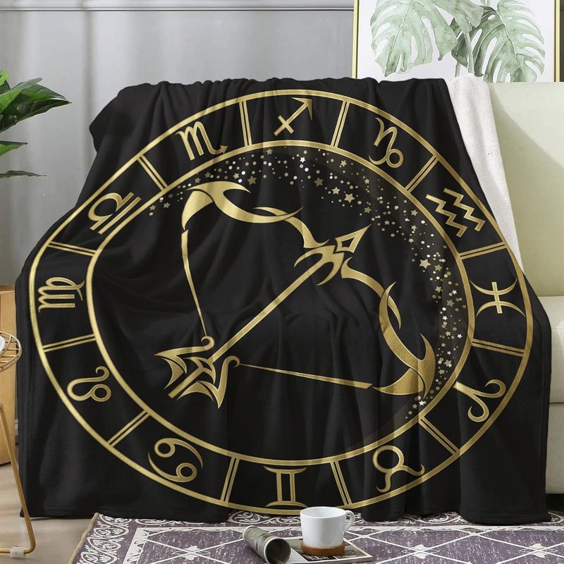 Sagittarius Banket, Zodiac Throw Blanket, Fleece Blankets Throws patterned for Adult Kids, Flannel Soft Fluffy Cozy Warm Throw for Sofa Bed, Double Size 150x200 cm