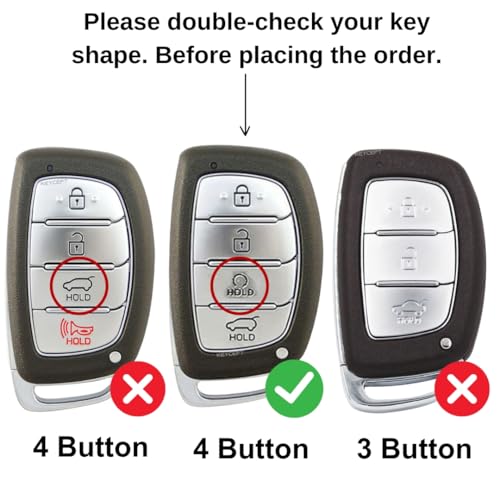 Keycept غطاء مفتاح معدني Keycept لهيونداي كريتا | الكازار | كريتا EV | N لاين | لمفتاح ذكي 4 أزرار مع سلسلة مفاتيح (سلسلة مفاتيح قصيرة). - Image 2