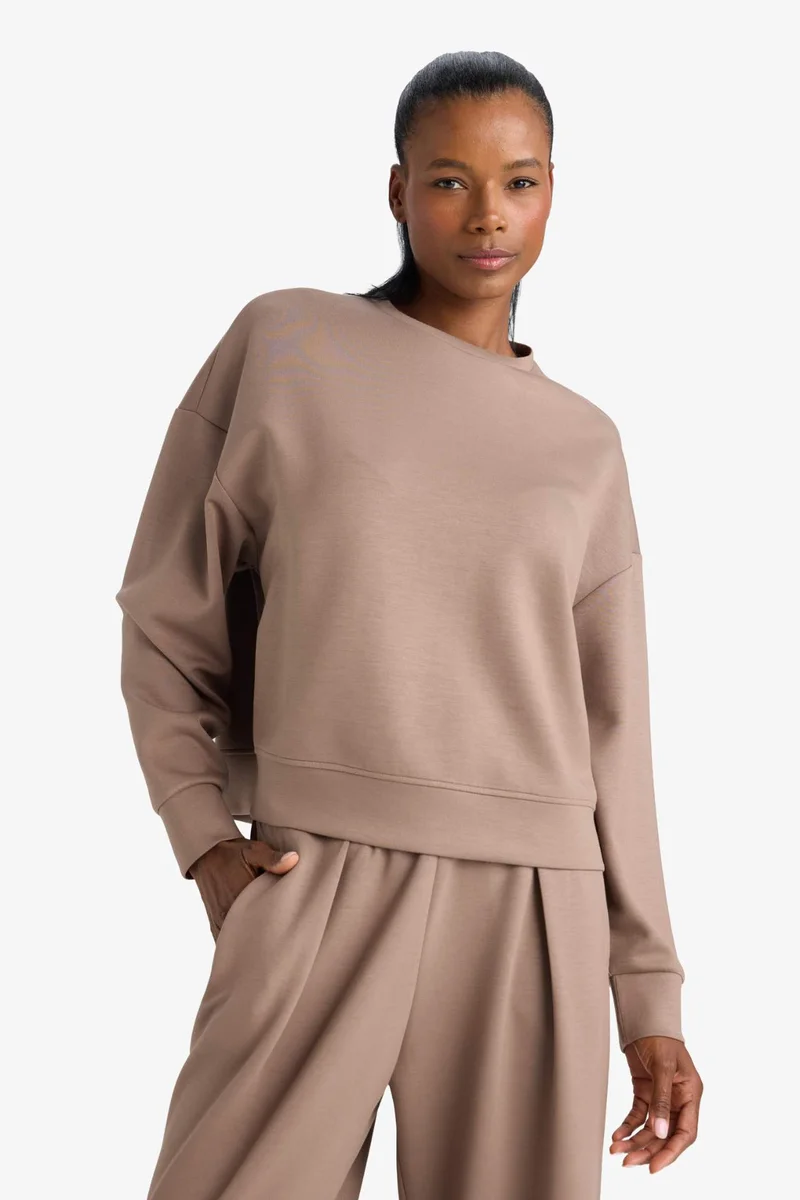 Defacto  DeFactoFit Oversize Loose Fit Modal Sports Sweatshirt for Women | Best Price UAE