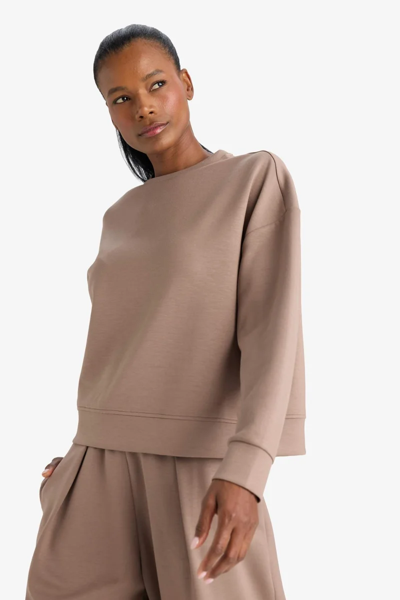 Defacto  DeFactoFit Oversize Loose Fit Modal Sports Sweatshirt for Women | Best Price UAE