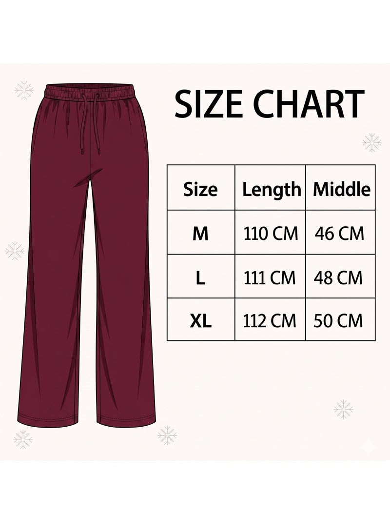 Soft Steps Women’s Burgundy Wide Leg Pants with Elastic Waist & Drawstring – Relaxed Casual Lounge Trousers Size XL - Image 4