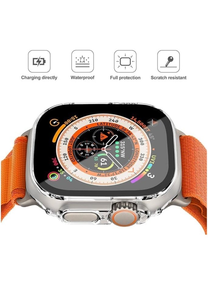 Generic ELMO3EZZ Ultra thin Hard PC Case Compatible for Apple Watch Ultra 49mm with Tempered Glass Film Screen Protector,Overall Protective Cover Cases for iWatch 49mm,Watch Cover for & Men,(Transparent)  - Image 4