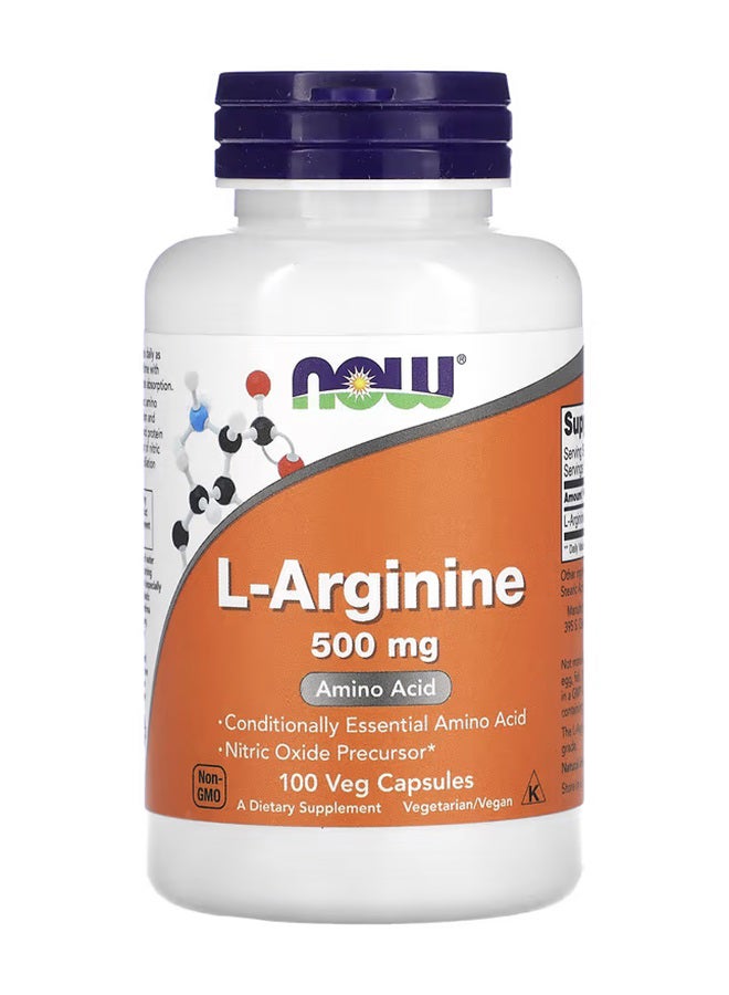 Now Foods L- Arginine 500 Mg 100 Veg Capsules - Image 1