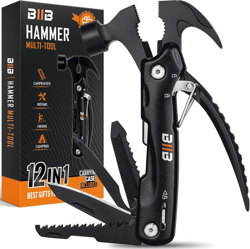 BIIB Valentines Day Gifts for Him, 12 in 1 Hammer Multitool Gifts for Men, Mens Valentines Day Gifts for Boyfriend Husband, Birthday Gifts for Men, Mens Gifts for Dad, Camping Essentials Gear Tools - Image 1