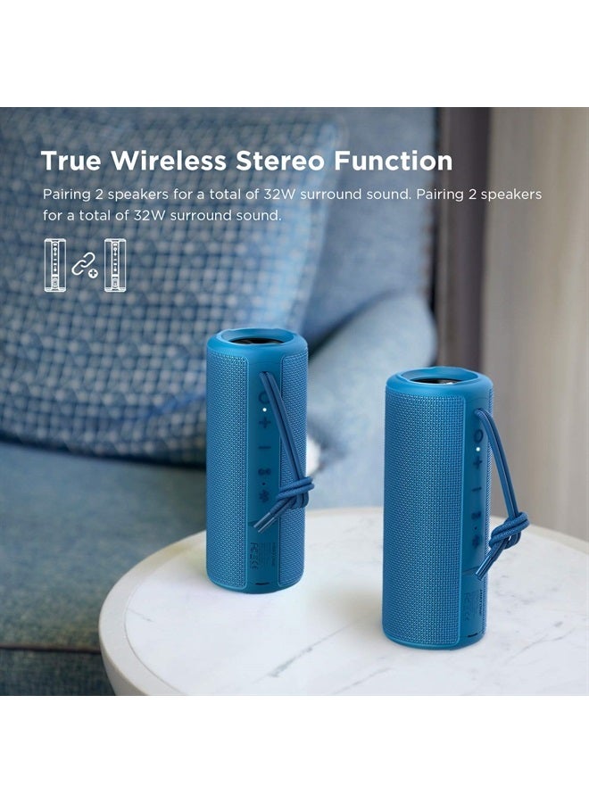 MIATONE مكبرات صوت بلوتوث محمولة في الهواء الطلق، مكبر صوت لاسلكي مقاوم للماء - أزرق