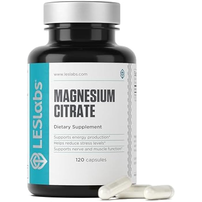 LES Labs Magnesium Citrate – Stress Relief, Restful Sleep, Heart Health, Metabolism, Nerve & Muscle Function – Non-GMO Supplement – 120 Capsules - Image 1