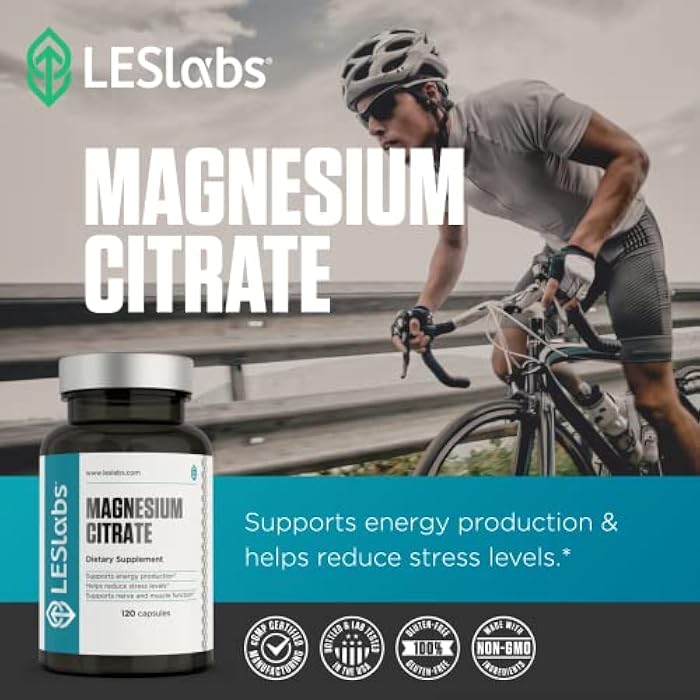 LES Labs Magnesium Citrate – Stress Relief, Restful Sleep, Heart Health, Metabolism, Nerve & Muscle Function – Non-GMO Supplement – 120 Capsules - Image 5