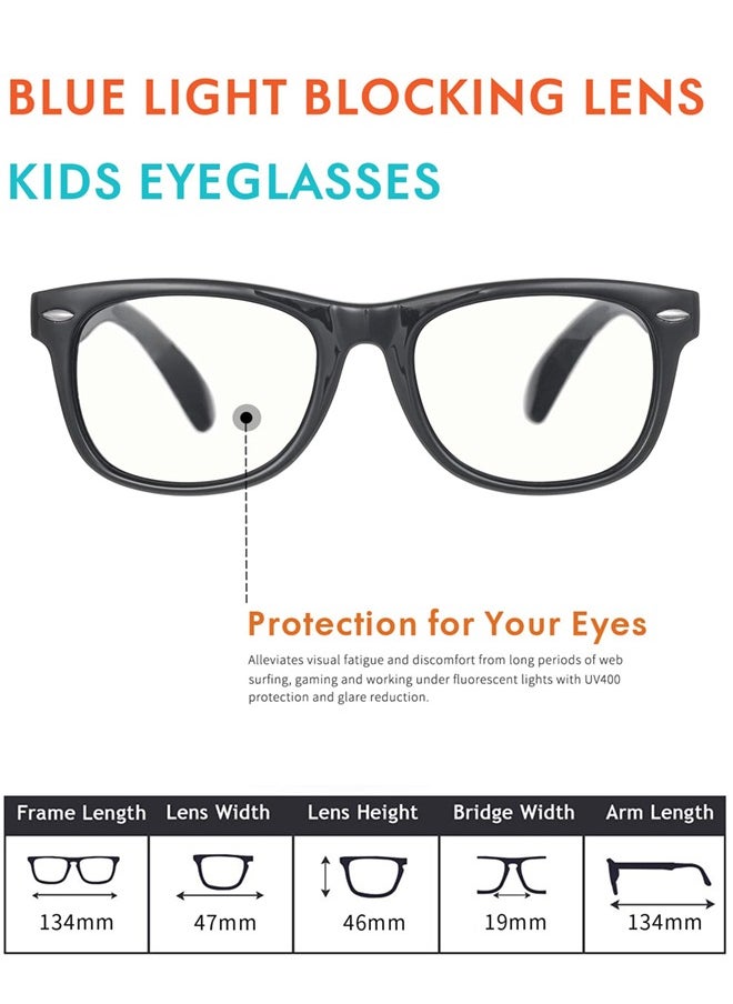 AZorb - Kids Blue Light Blocking Glasses Anti-Glare Anti-UV Mobile TV Silicone Glasses for Boys Girls 3-12 Years Old Children's Blue Light Blocking Glasses Black - Image 1