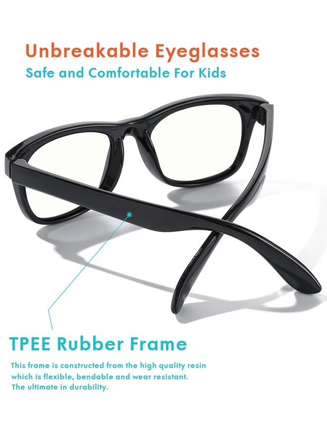 AZorb - Kids Blue Light Blocking Glasses Anti-Glare Anti-UV Mobile TV Silicone Glasses for Boys Girls 3-12 Years Old Children's Blue Light Blocking Glasses Black - Image 1