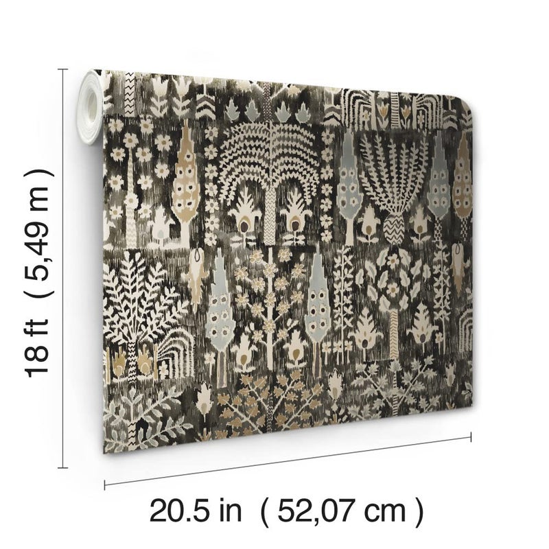 RoomMates RMK12371PL Black Persian Ikat Peel and Stick Wallpaper, 20.5 in x 18 ft - Image 3