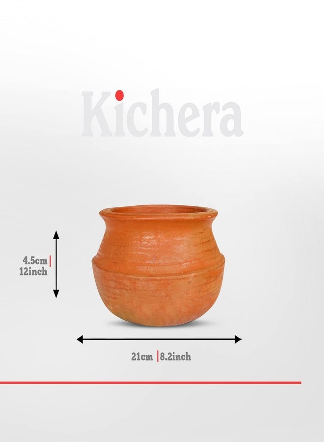 Kichera Unglazed Clay Pot for Cooking & Serving Red Earthen Kadai/Mud Handi (1 Litre) - Image 2