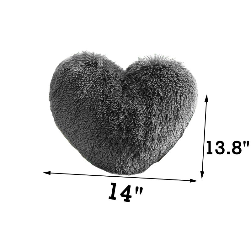 Morromorn Fluffy Heart Throw الوسائد أشعث وسادة زخرفية لأريكة أريكة أريكة بيد لطيفة ديكور ديكور الهدايا للنساء الفتيات - ديكورات لعيد الميلاد يوم الأم عيد الميلاد (رمادي) - Image 2