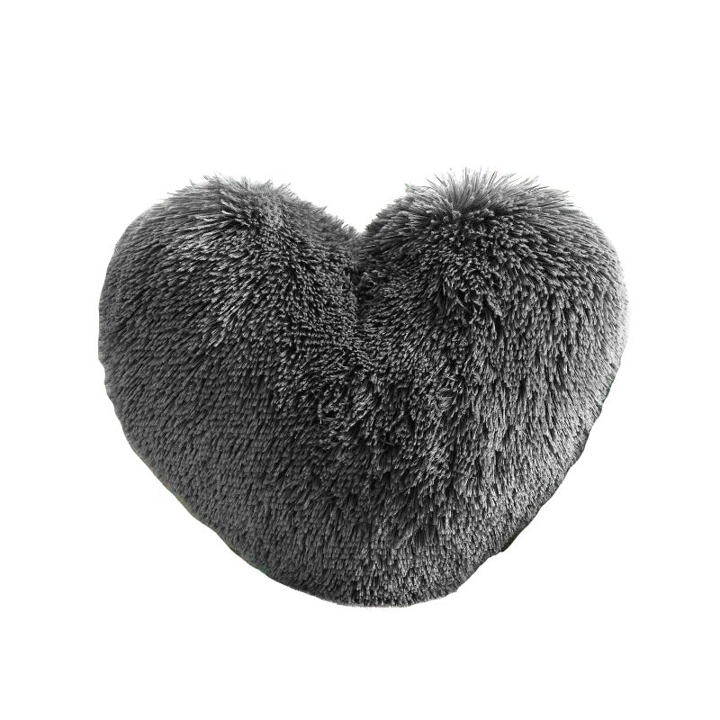 Morromorn Fluffy Heart Throw الوسائد أشعث وسادة زخرفية لأريكة أريكة أريكة بيد لطيفة ديكور ديكور الهدايا للنساء الفتيات - ديكورات لعيد الميلاد يوم الأم عيد الميلاد (رمادي) - Image 1
