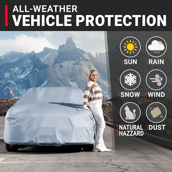rayihni Premium Car Cover for 1974-1981 Pontiac Trans AM Waterproof All Weather Rain Snow UV Sun Hail Protector for Automobiles, Automotive Accessories Full Exterior Indoor Outdoor Car Cover - Image 3