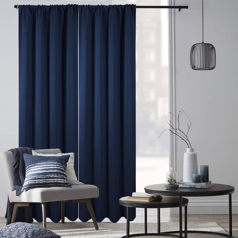 Diraysid Navy Blue Blackout Curtains for Bedroom and Living Room Thermal Insulated Room Darkening Curtains Drapes, 52 x 84, 2 Panels - Image 4