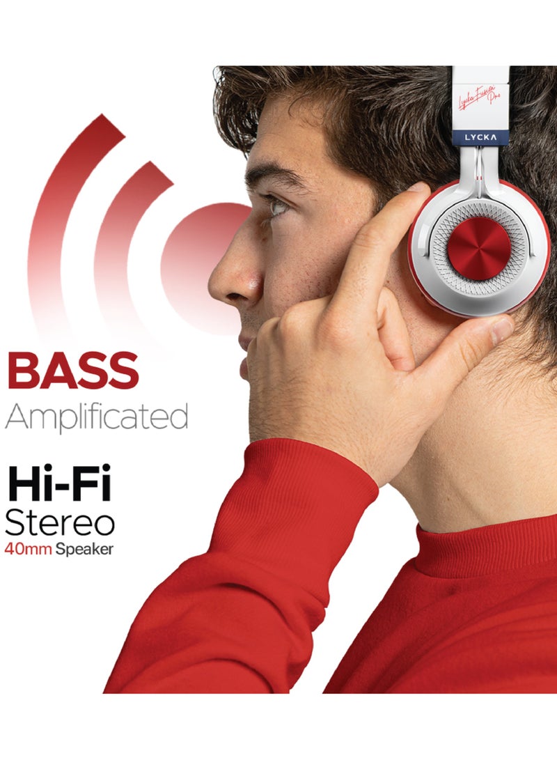 Lycka Fusion PRO Premium Bluetooth Fashionable Headphones, Tuned Equalizer, 40mm Speaker, 50 Hours Longest Playback with 500 mAh Battery (RED) - Image 2