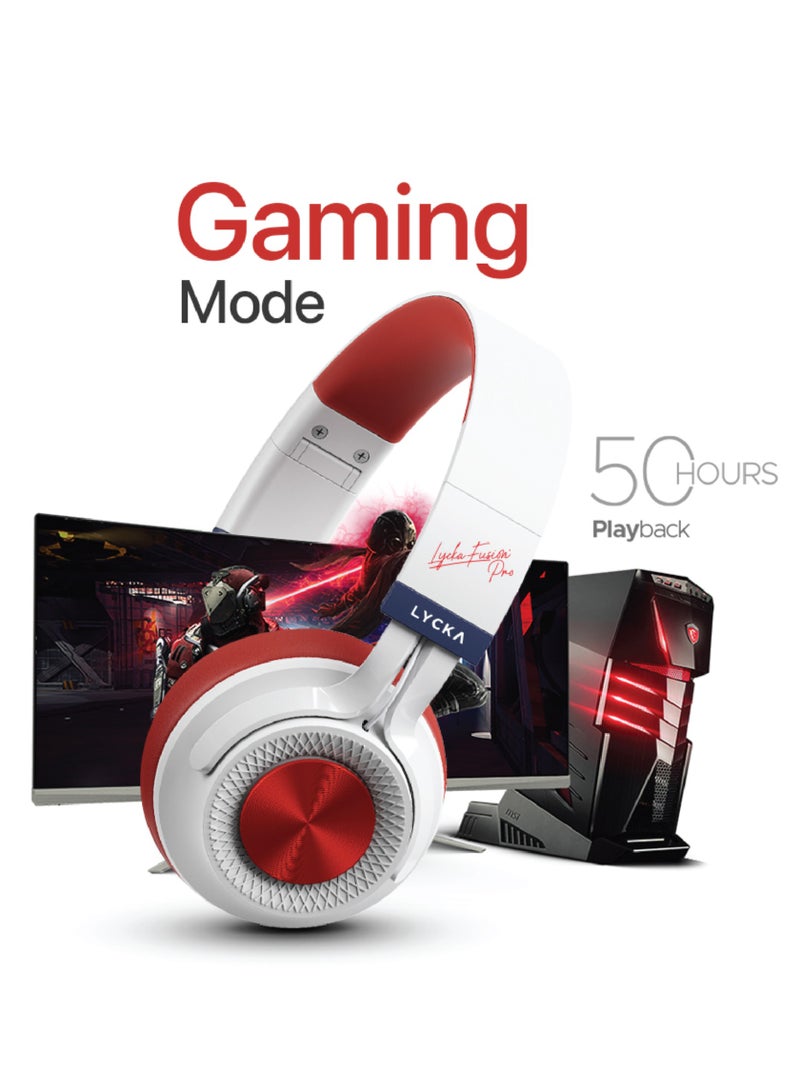 Lycka Fusion PRO Premium Bluetooth Fashionable Headphones, Tuned Equalizer, 40mm Speaker, 50 Hours Longest Playback with 500 mAh Battery (RED) - Image 3