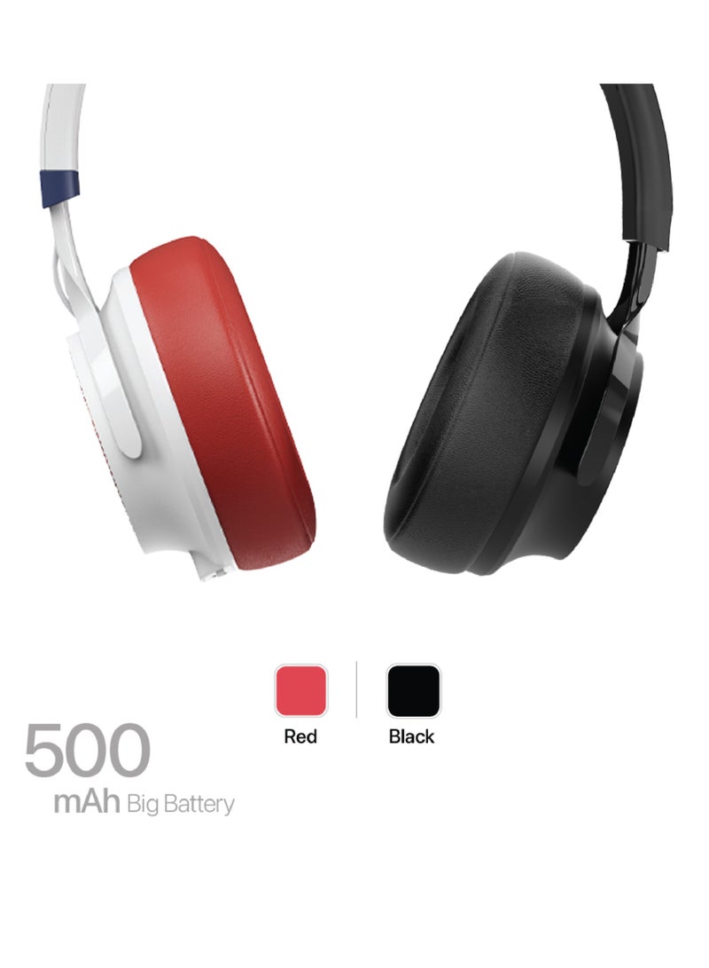 Lycka Fusion PRO Premium Bluetooth Fashionable Headphones, Tuned Equalizer, 40mm Speaker, 50 Hours Longest Playback with 500 mAh Battery (RED) - Image 4