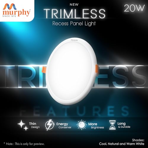 Murphy 20-Watt Trimless Round LED Panel Ceiling Light (Warm White, Pack of 2) - Image 3