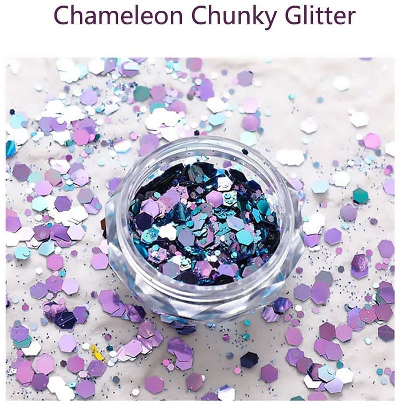 Elecsera Colorful Sparkle Chunky Eyeshadow Glitter Powder Thick Thin Multicolor - Image 4