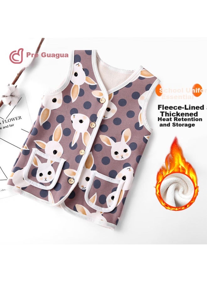 Dingguagua Children's Fleece Thickened Warm Vest Uni Inner Wear Outerwear Bean Paste Color 130