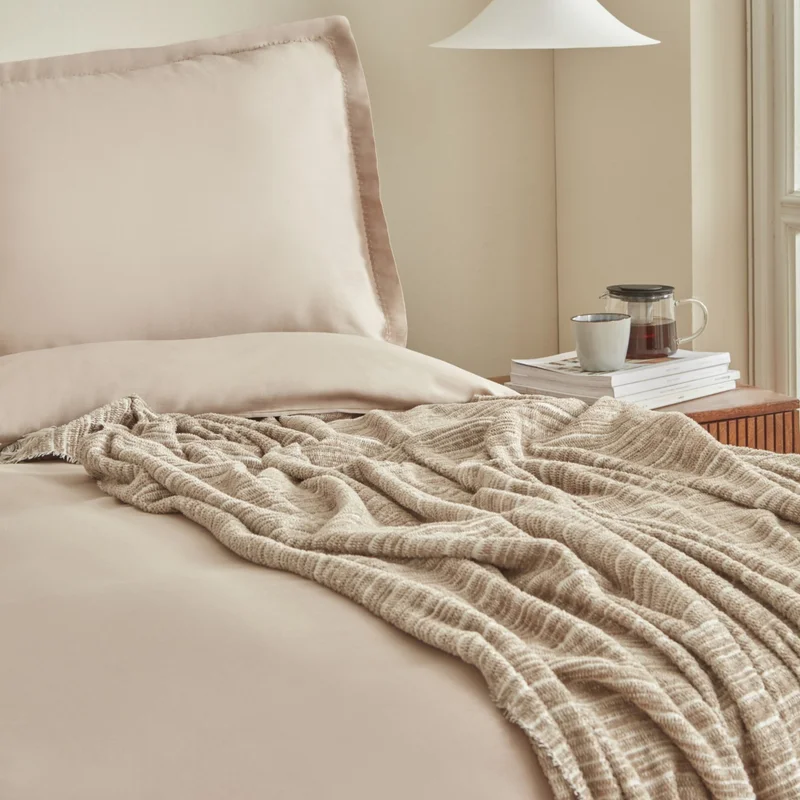 كاراجا هوم Weena Double Crepe Duvet Cover Jacquard Pique Set Beige