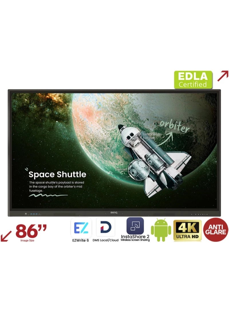 BenQ Board Essential RE8604A2 86" 4K UHD Interactive Flat Panel Display for Smart Classrooms, Meeting Rooms, and Enterprise Collaboration - Image 3