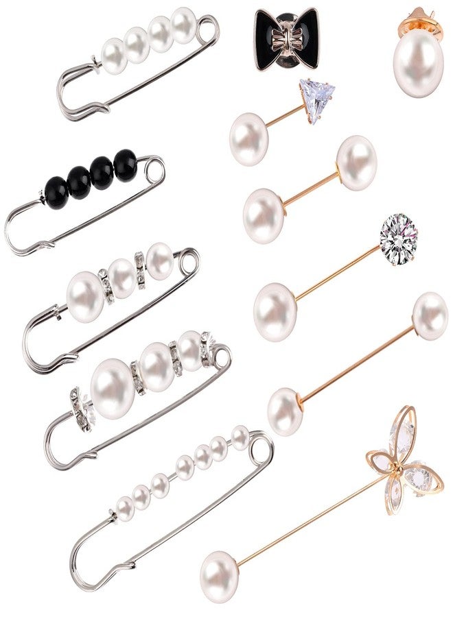 Beupy 12 Pieces Pearl Scarf Brooch Pin Assorted Muslim Scarf Hijab Clips Small Brooch Set Metal Clips for Headscarf Shawl Muslim Women Scarves Hijab Safety Shawl Brooch Pins for Women Men - Image 2