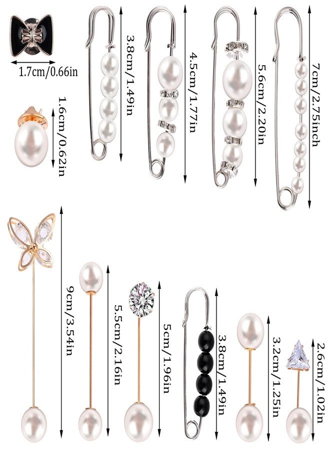 Beupy 12 Pieces Pearl Scarf Brooch Pin Assorted Muslim Scarf Hijab Clips Small Brooch Set Metal Clips for Headscarf Shawl Muslim Women Scarves Hijab Safety Shawl Brooch Pins for Women Men - Image 3