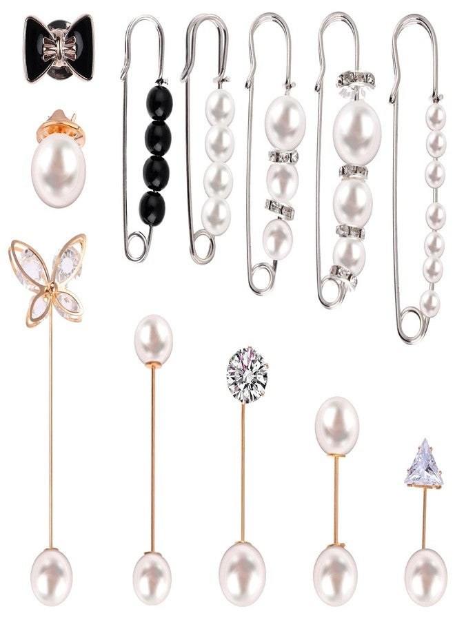 Beupy 12 Pieces Pearl Scarf Brooch Pin Assorted Muslim Scarf Hijab Clips Small Brooch Set Metal Clips for Headscarf Shawl Muslim Women Scarves Hijab Safety Shawl Brooch Pins for Women Men - Image 1