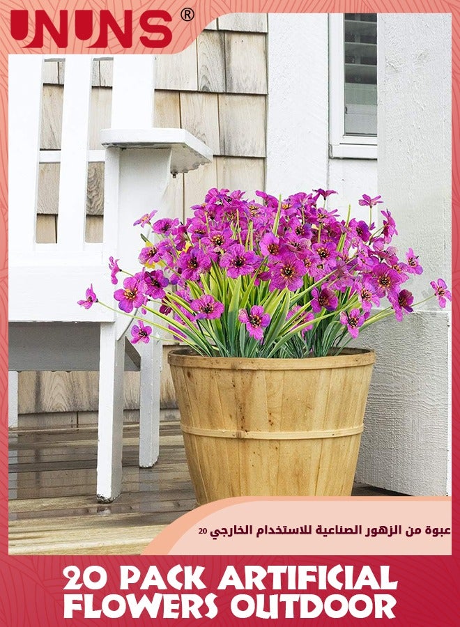 UNUNS 20 Pack Artificial Flowers,Outdoor UV Resistant Fake Flowers,No Fade Faux Plastic Plants Garden Porch Window Box Decorating - Image 5