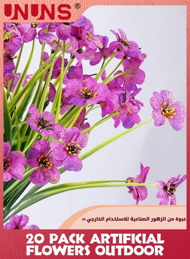 UNUNS 20 Pack Artificial Flowers,Outdoor UV Resistant Fake Flowers,No Fade Faux Plastic Plants Garden Porch Window Box Decorating - Image 2