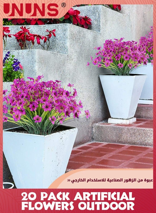 UNUNS 20 Pack Artificial Flowers,Outdoor UV Resistant Fake Flowers,No Fade Faux Plastic Plants Garden Porch Window Box Decorating - Image 3