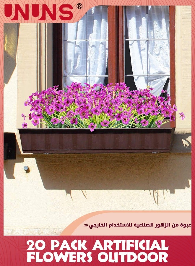 UNUNS 20 Pack Artificial Flowers,Outdoor UV Resistant Fake Flowers,No Fade Faux Plastic Plants Garden Porch Window Box Decorating - Image 4