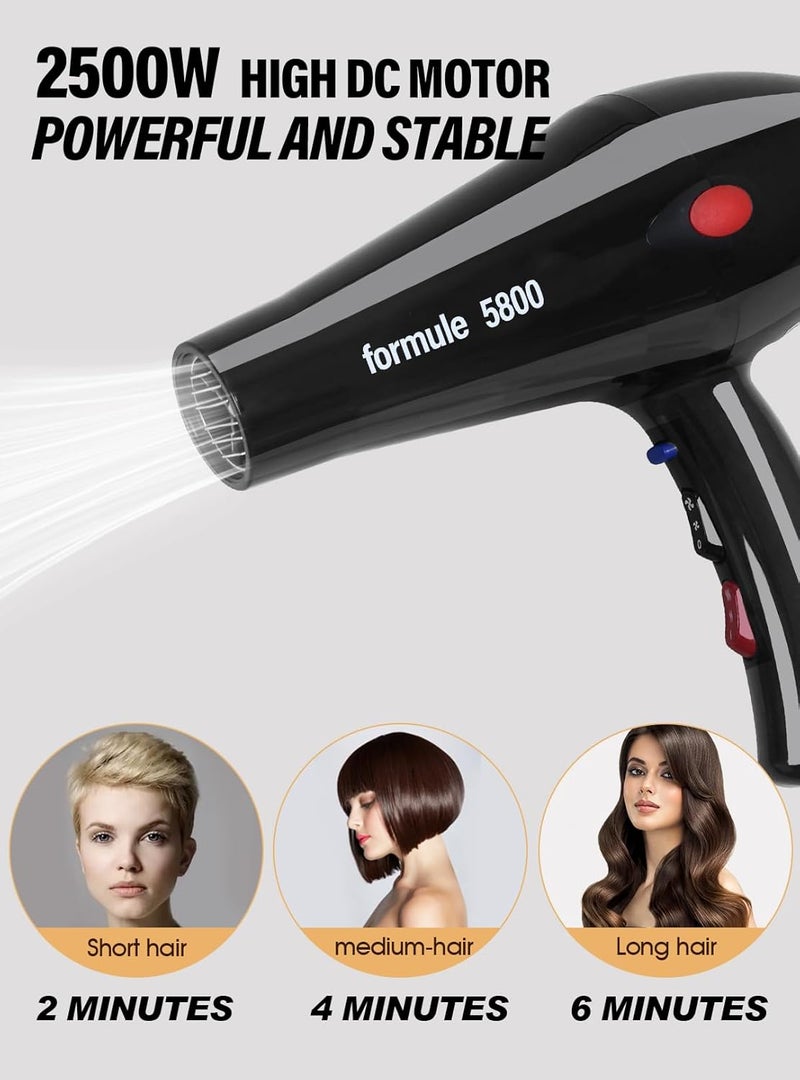 Meishida 2500 Watt Pro Tourmaline Ceramic Hair Dryer, 4 Heats Setting, 2 Speeds Slide Switch, Cool Shot Button, 2 Concentrator, Removable Filter - Image 3