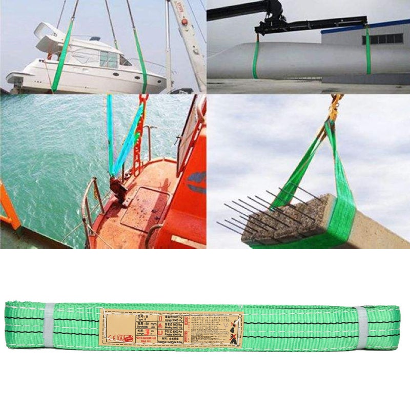 bq Heavy-Duty Lifting Sling 3m Length 50mm Width 30 Ton - Industrial Polyester Fiber With Reinforced Canvas Eye Rings for Rigging Applications - Image 4